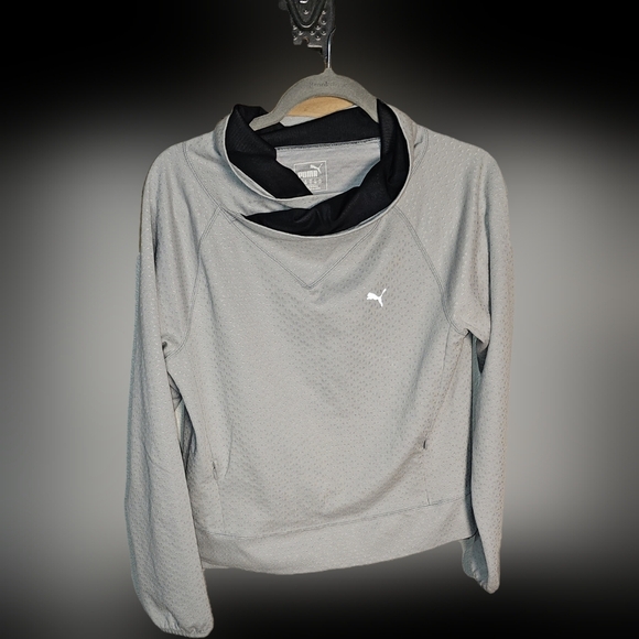 Puma Peformance Pullover Size Medium Gray Wrap Collar - Picture 1 of 8